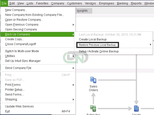 Restore previous backup