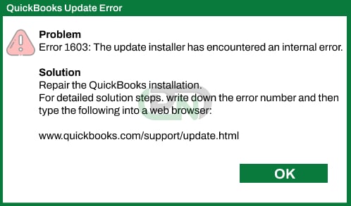 QuickBooks Update Error 1603