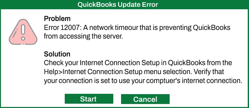 QuickBooks Update Error Code 12007