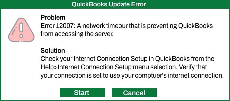 QuickBooks Update Error Code 12007 QuickBooks Update Error Code 12007