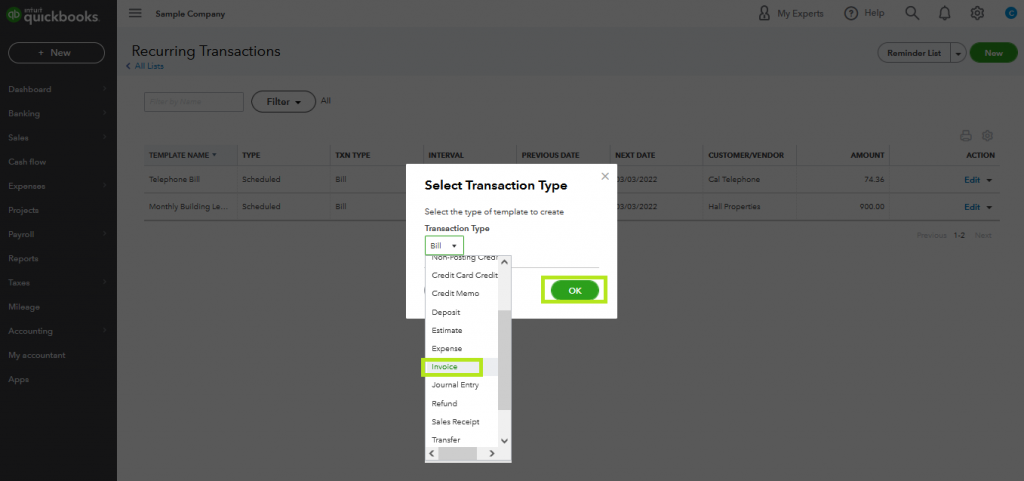 Create & Email Recurring Invoices in QuickBooks