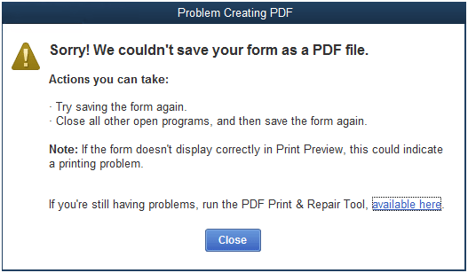 QuickBooks Print and PDF Repair Tool