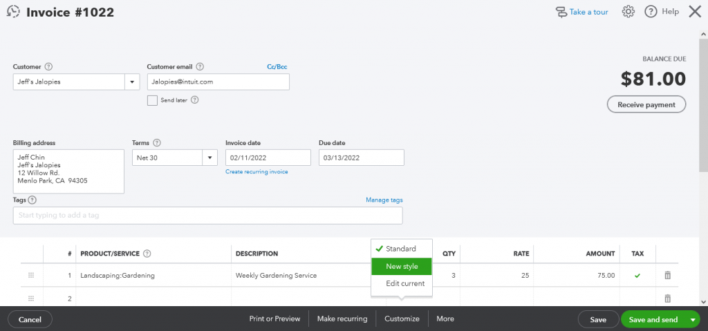 How to Customize an Invoice in QuickBooks