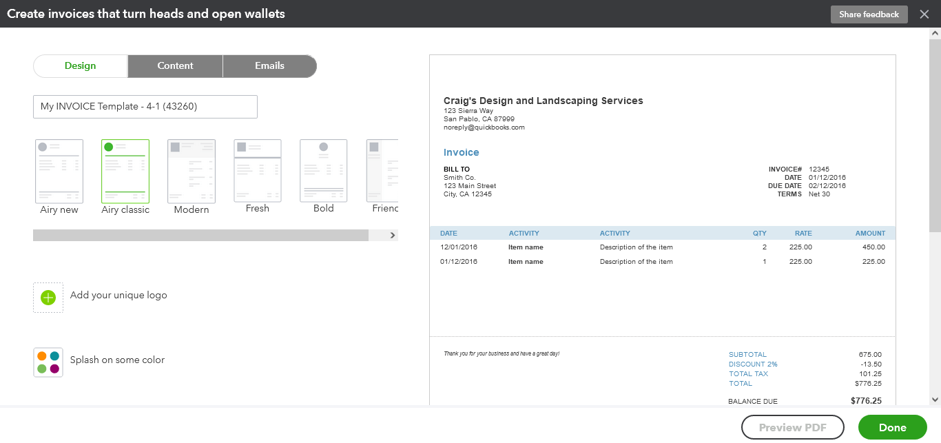 How To Customize Invoices in QuickBooks Online