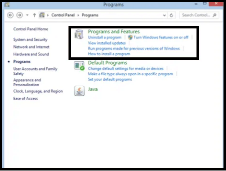 Programs and Features Programs and Features