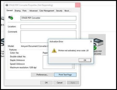 printer not activated error code 20 printer not activated error code 20