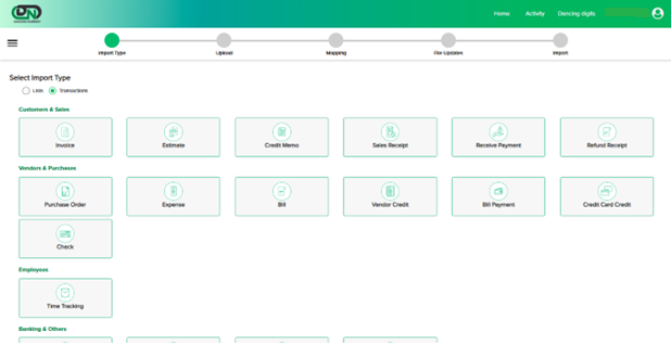 Choose Time Tracking from the Import.
