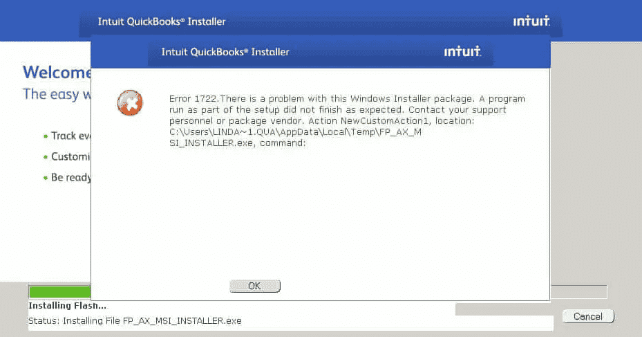 QuickBooks Install Error Code 1722