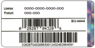 Product and License number