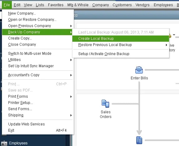 Create a Backup of Company Files