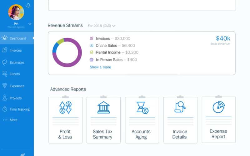 Freshbooks Dashboard