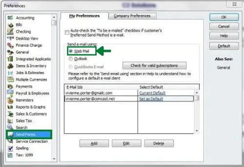 QuickBooks Email Invoices in Outlook and Webmail