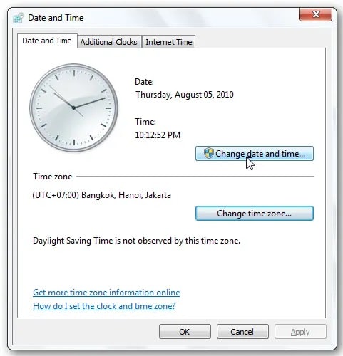Check and Set the Date and Time on Your PC
