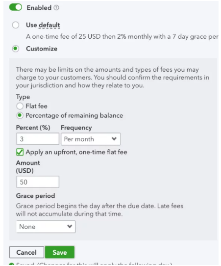 customize late fees in QuickBooks