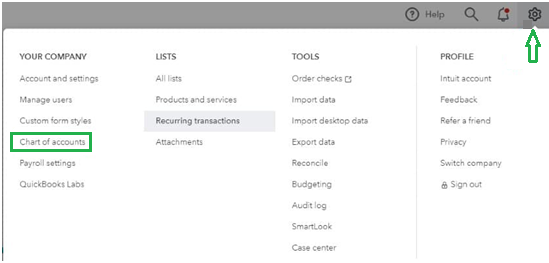 Pick the Chart of Accounts