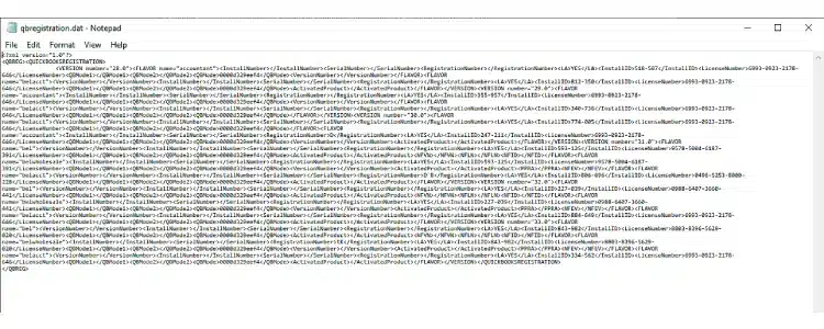 Change the qbregistration.dat file