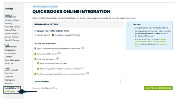 QuickBooks Online Integrations