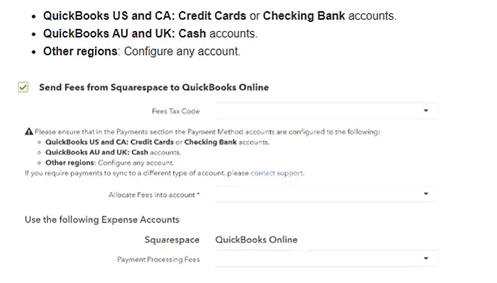 Send fees from Squarespace to QuickBooks Online
