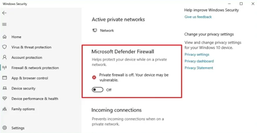 Temporarily Turn Off Windows Firewall