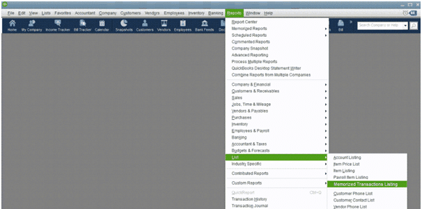 Export QuickBooks Memorized Transactions