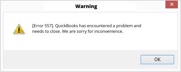 QuickBooks Error Code 557