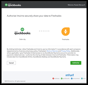 Authorize Intuit Dashboard