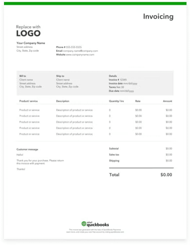 Quickbooks Invoice Template Download Free Excelxo Com