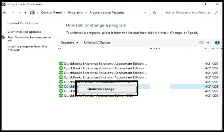 Uninstall your QuickBooks desktop