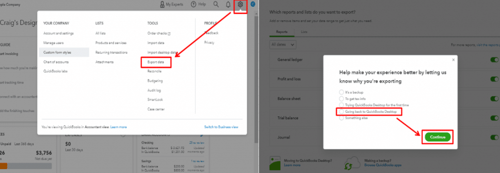 export data from quickbooks online to desktop