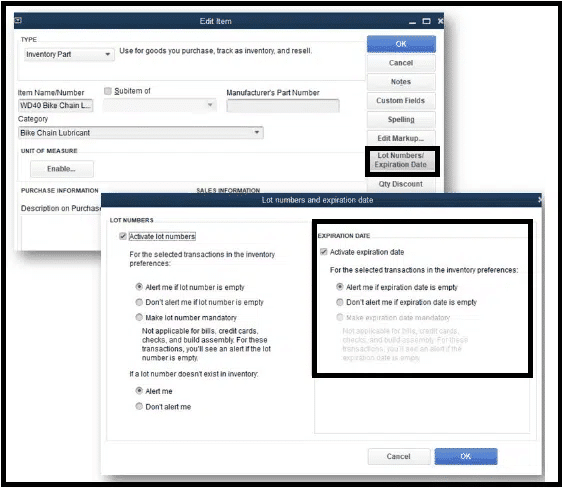 Inventory Expiration Dates on Lot Numbers