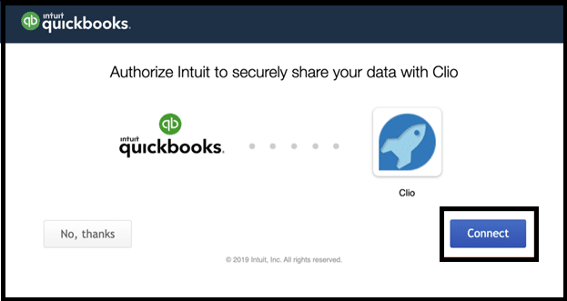 Authorize Intuit to share your data with clio