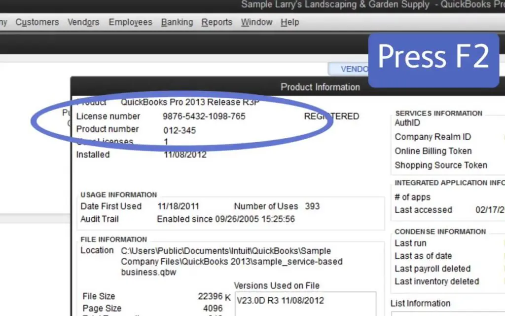 Product Information window Screenshot