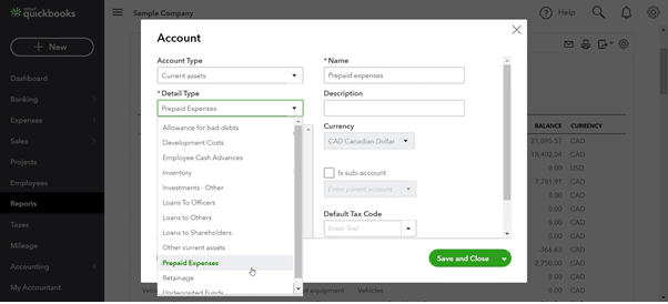 Review Your Accounts Detail Types