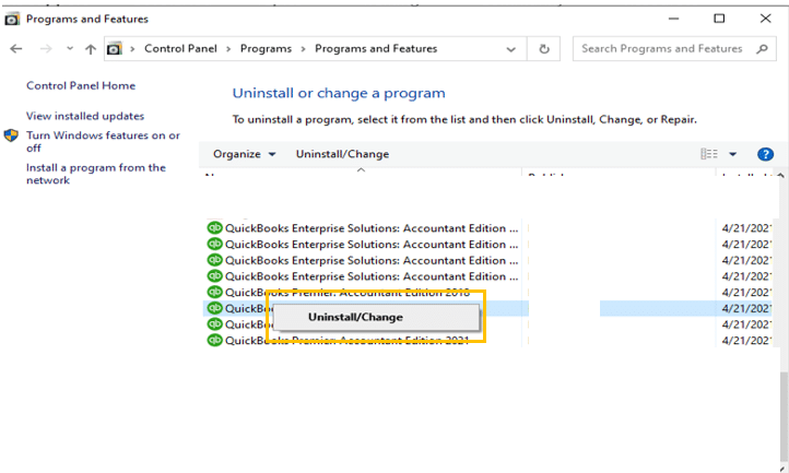 Uninstall the QuickBooks Desktop