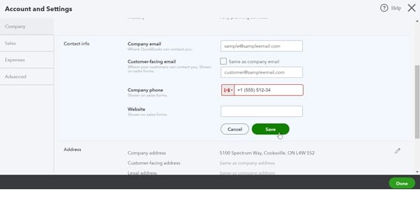 Confirm Company Settings