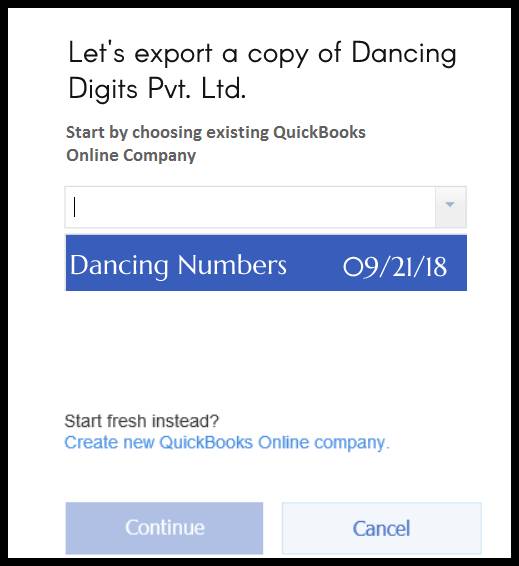 Choose QuickBooks Online Company