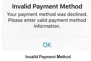 Invalid Payment Method