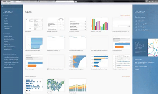 Tableau Home Page Screenshots