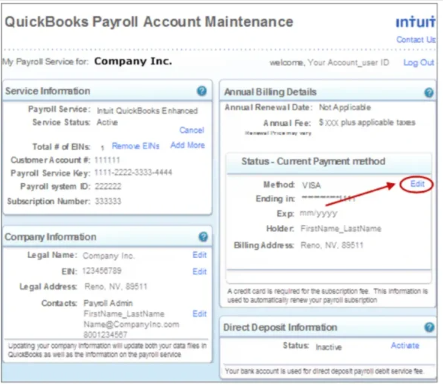Update Your Billing Information in Intuit CAMPs