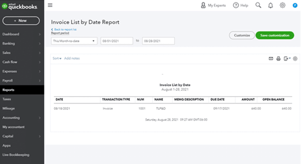 Export Invoices from QuickBooks Online