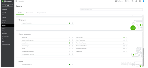 QuickBooks Online Dashboard