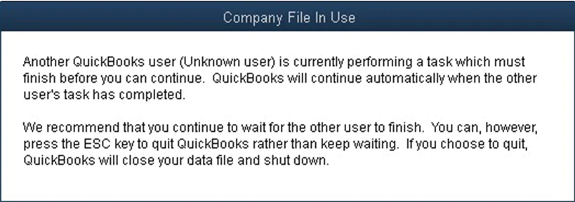 Company File in Use QuickBooks