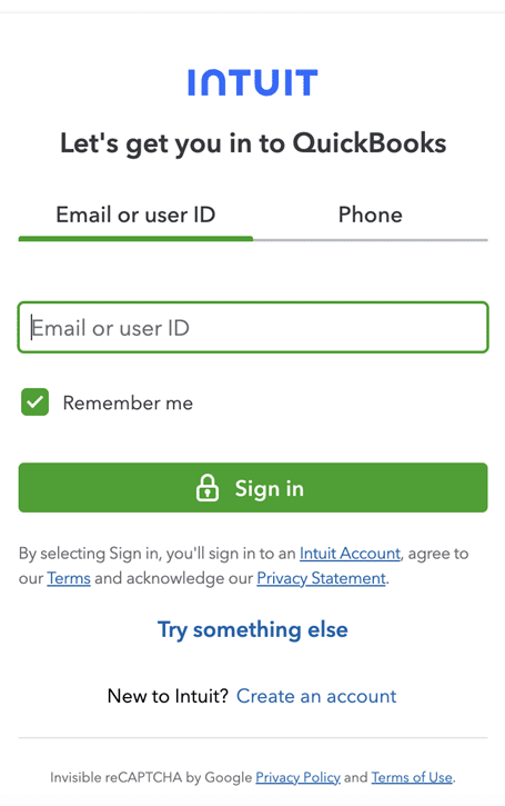 QuickBooks Login Dashboard