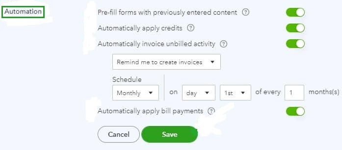 Configure QuickBooks Online Automations