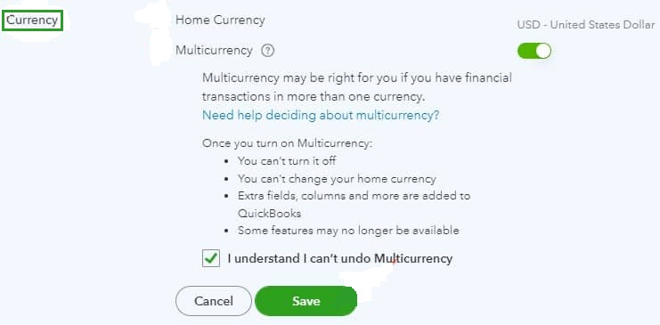 Set up Currency options in QuickBooks Online