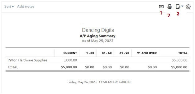 Export, Print, or Email Your A/P Report