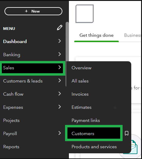 Select Customers under the Sales menu