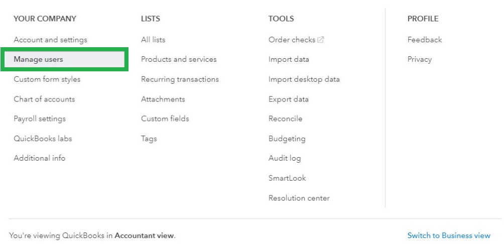 Navigate to the Manage Users option