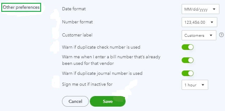 Set Other Preferences in QuickBooks Online