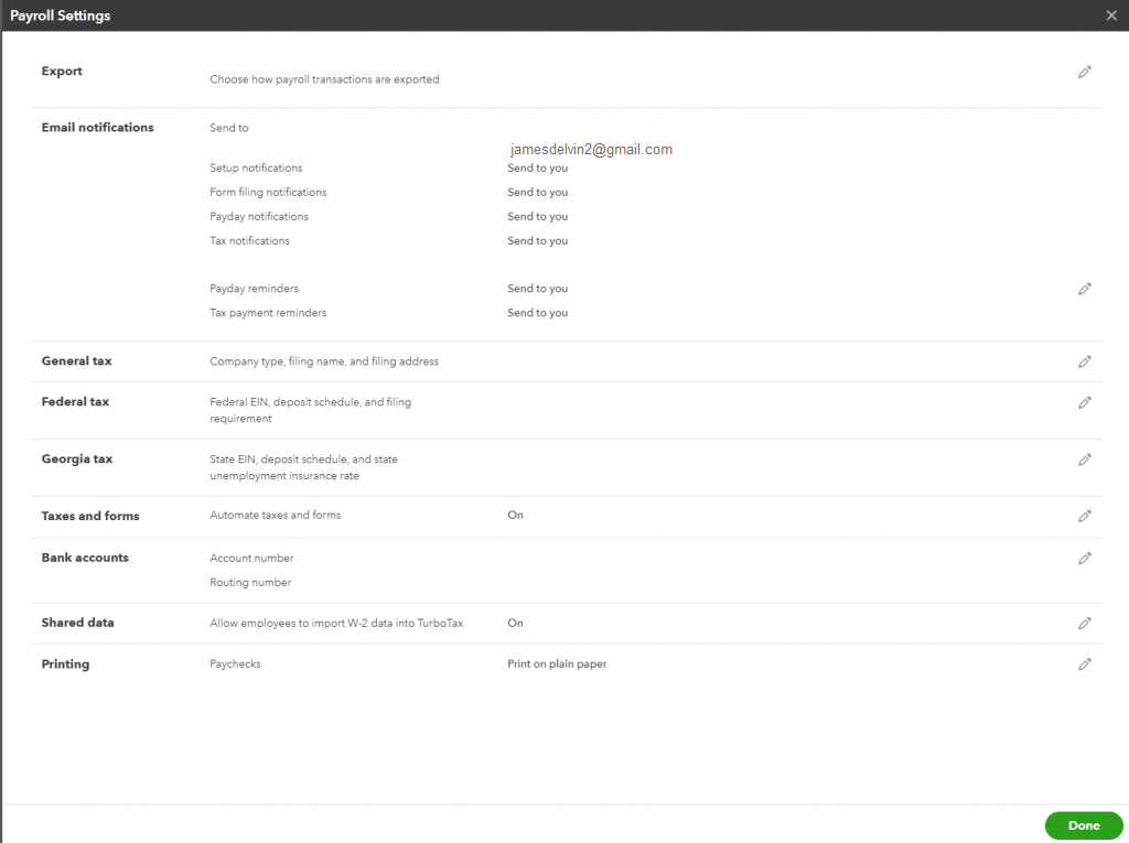 Payroll Settings on QuickBooks